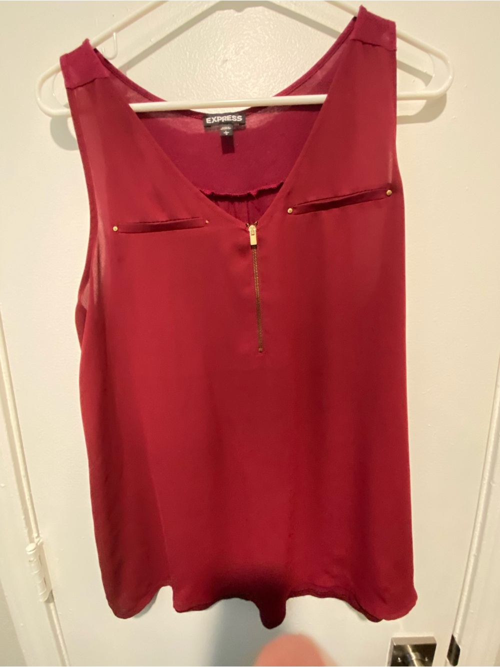 Express Burgundy Sleeveless Zip-Front Camisole
